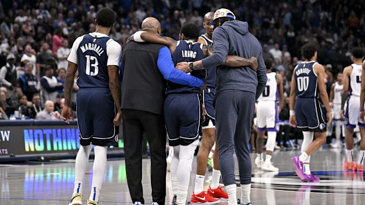 Dallas Mavericks guard Kyrie Irving was injured on March 3, 2025 during a game against the Sacramento Kings.