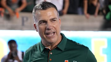 Oct 5, 2024; Berkeley, California, USA; Miami Hurricanes head coach Mario Cristobal after defeating the California Golden Bears at California Memorial Stadium. Mandatory Credit: Darren Yamashita-Imagn Images