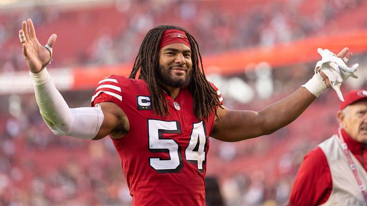 San Francisco 49ers middle linebacker Fred Warner (54)