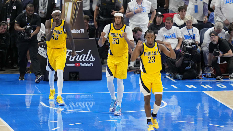 The Indiana Pacers beat the Oklahoma City Thunder 111-110 in Game 1 of the 2025 NBA Finals. | Kyle Terada-Imagn Images