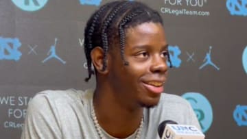 UNC basketball freshman Caleb Wilson during a press conference on Oct. 9, 2025, inside the Smith Center media room.