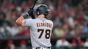 Sep 15, 2025; Phoenix, Arizona, USA; San Francisco Giants first base Bryce Eldridge (78) bats during his MLB debut