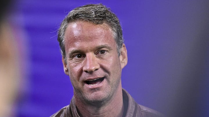 Dec 27, 2025; Houston, TX, USA; Louisiana State Tigers head coach Lane Kiffin looks on prior to the game against the Houston Cougars at NRG Stadium. Mandatory Credit: Maria Lysaker-Imagn Images 