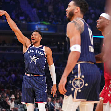 Milwaukee Bucks forward Giannis Antetokounmpo during the NBA All-Star Game on Feb. 18, 2024.