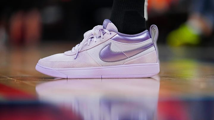 DeWanna Bonner wears the new Book 1 Lilac Blooms as she plays against Team USA during the WNBA All-Star Game at Footprint Center in Phoenix on July 20, 2024.