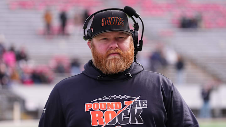 Grafton head football coach Jim Norris walks the sideline during the WIAA Division 3 state championship game against Reedsburg at Camp Randall Stadium in Madison on Friday, Nov. 21, 2025.