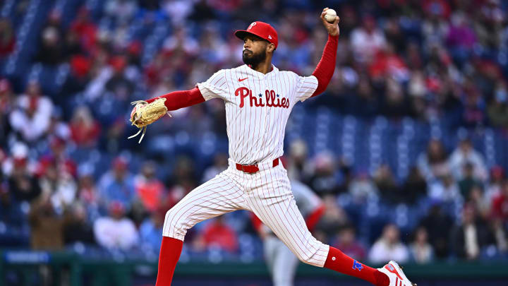 Philadelphia Phillies starting pitcher Cristopher Sanchez throws a pitch against the Cincinnati Reds.