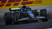 Oct 18, 2024; Austin, Texas, USA; Aston Martin Aramco F1 Team driver Lance Stroll (18) of Team Canada drives during practice for the 2024 US Grand Prix at Circuit of the Americas. Mandatory Credit: Jerome Miron-Imagn Images