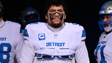  Detroit Lions offensive tackle Penei Sewell (58) stands in the tunnel before the game against the Chicago Bears at Soldier Field.