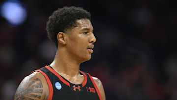 Mar 27, 2025; San Francisco, CA, USA; Maryland Terrapins forward Julian Reese (10) walks on court during the first half against the Florida Gators during a West Regional semifinal of the 2025 NCAA tournament at Chase Center. Mandatory Credit: Eakin Howard-Imagn Images