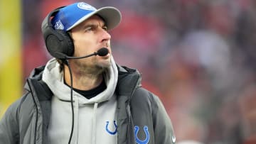 Indianapolis Colts head coach Shane Steichen looks up at the scoreboard in the fourth quarter during a Week 14 NFL game between the Indianapolis Colts and the Cincinnati Bengals, Sunday, Dec. 10, 2023, at Paycor Stadium in Cincinnati.