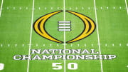 2024 CFP logo on the field before the 2024 College Football Playoff national championship game 