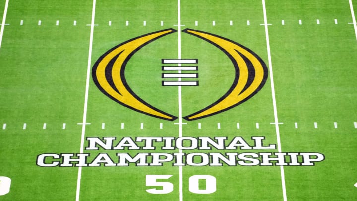 2024 CFP logo on the field before the 2024 College Football Playoff national championship game 