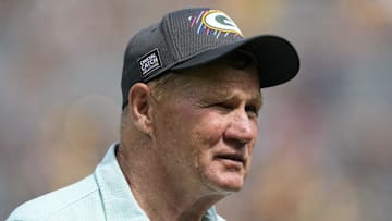 Aug 24, 2024; Green Bay, Wisconsin, USA;  Green Bay Packers president Mark Murphy during warmups prior to the game against the Baltimore Ravens at Lambeau Field. Mandatory Credit: Jeff Hanisch-Imagn Images