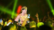 Feb 1, 2025; Indianapolis, IN, USA; Logan Paul during the Men’s Royal Rumble match during the WWE Royal Rumble at Lucas Oil Stadium. Mandatory Credit: Joe Camporeale-Imagn Images