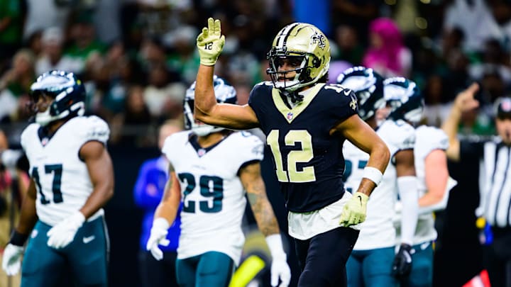 Saints' top WR Chris Olave suffered a hamstring injury Friday and is questionable for Sunday's game at Atlanta after his best game of the season - 6 catches for 86 yards in loss to Philadelphia last week.