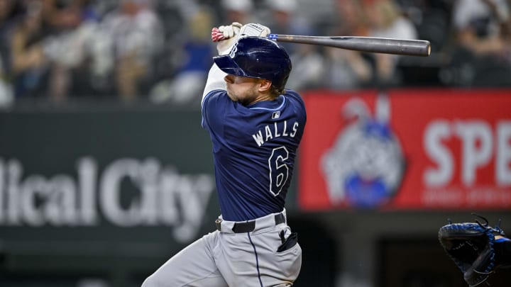 Tampa Bay Rays shortstop Taylor Walls (6) in action during the game between the Texas Rangers and the Tampa Bay Rays at Globe Life Field.