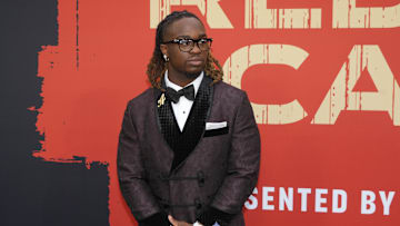 Boise State Broncos running back Ashton Jeanty on the red carpet before the 2025 NFL Draft at Lambeau Field. 