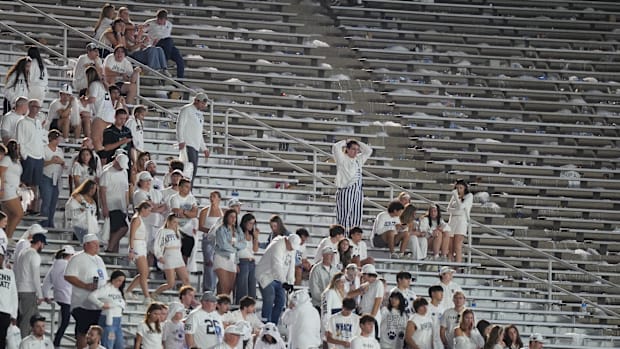  Penn State Nittany Lions fans react after losing to the Oregon Ducks during overtime at Beaver Stadium. 