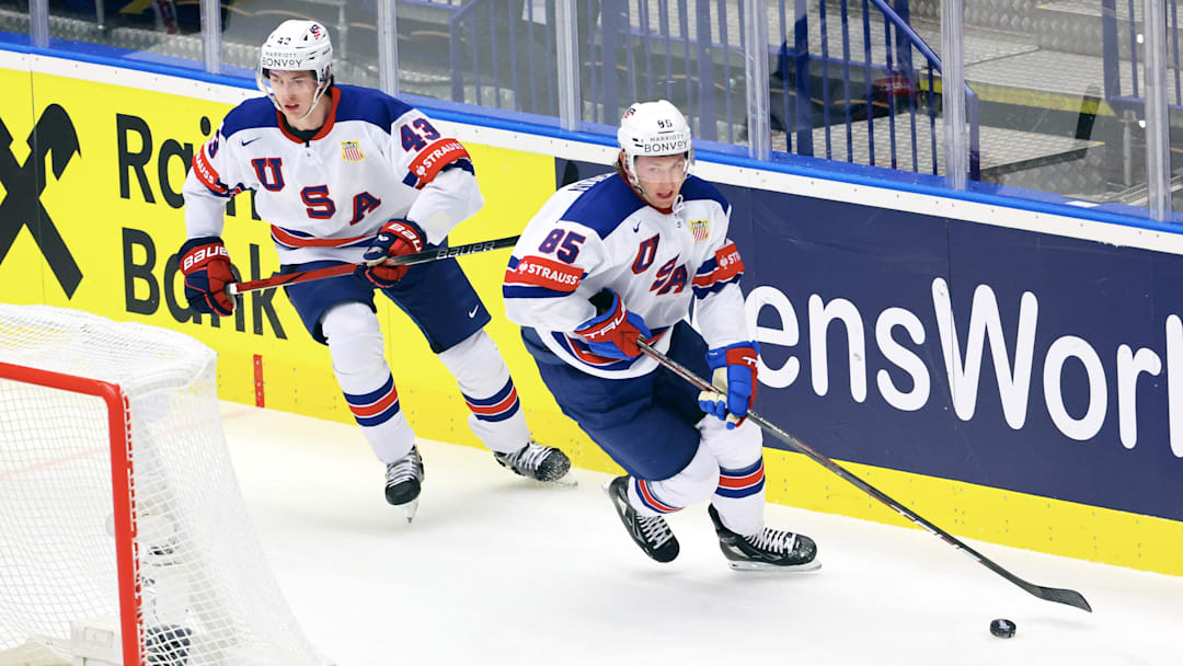 Jake Sanderson, Luke Hughes - 2024 IIHF Ice Hockey World Championship Czechia