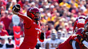 Cincinnati Bearcats quarterback Brendan Sorsby (2) throws a pass in the first quarter of the College Football game against the Arizona State Sun Devils at Nippert Stadium in Cincinnati on Saturday, Oct. 19, 2024.