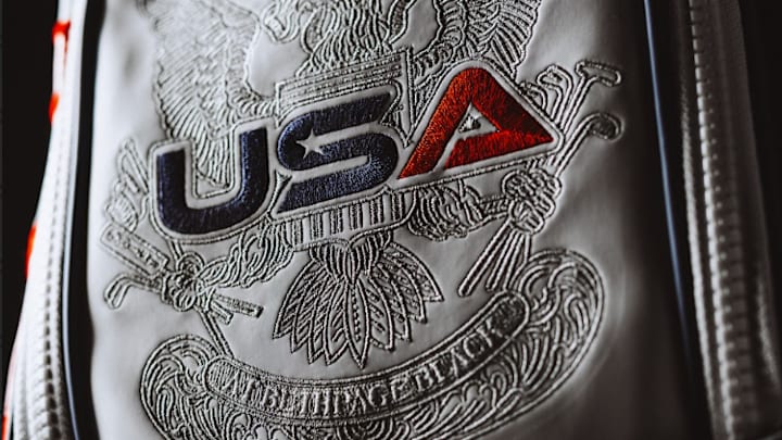 The details make the U.S. Ryder Cup team bag, designed by Swag Golf.