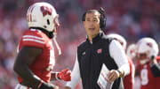 Oct 7, 2023; Madison, Wisconsin, USA;  Wisconsin Badgers head coach Luke Fickell greets players
