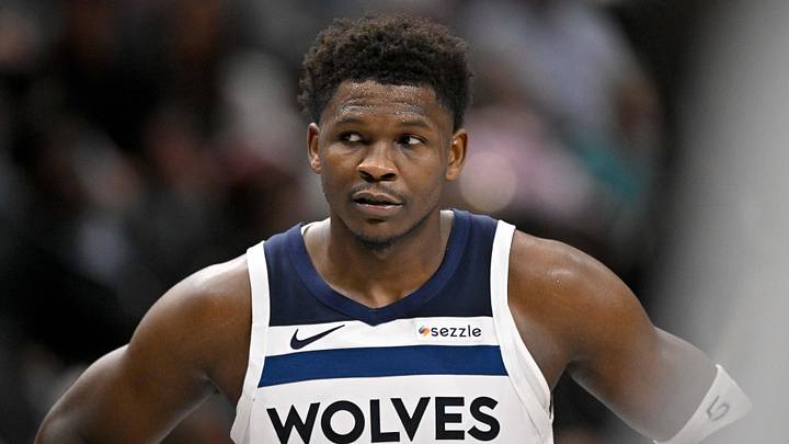 Mar 30, 2026; Dallas, Texas, USA; Minnesota Timberwolves guard Anthony Edwards (5) looks on during the second half against the Dallas Mavericks at the American Airlines Center. Mandatory Credit: Jerome Miron-Imagn Images