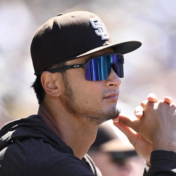 Aug 25, 2024; San Diego, California, USA; San Diego Padres starting pitcher Yu Darvish (11) looks on during the sixth inning against the New York Mets at Petco Park. Mandatory Credit: Orlando Ramirez-USA TODAY Sports