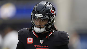 Sep 7, 2025; Inglewood, California, USA; Houston Texans quarterback C.J. Stroud (7) during the game against the Los Angeles Rams at SoFi Stadium.