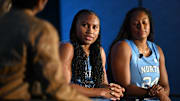 Oct 6, 2025; Charlotte, NC, USA; North Carolina player Reniya Kelly answers questions from the media at The Hilton Charlotte Uptown. Mandatory Credit: William Howard-Imagn Images