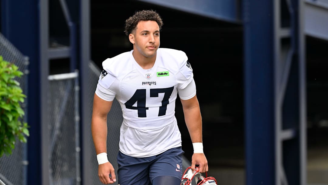Jun 9, 2025; Foxborough, MA, USA; New England Patriots long snapper Julian Ashby (47) walks to the practice fields at Gillette Stadium. Mandatory Credit: Eric Canha-Imagn Images Jun 9, 2025; Foxborough, MA, USA; New England Patriots long snapper Julian Ashby (47) walks to the practice fields at Gillette Stadium. Mandatory Credit: Eric Canha-Imagn Images