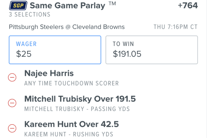 steelers browns same game parlay