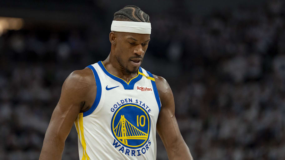 Golden State Warriors star Jimmy Butler says he's still dealing with the lingering effects of the pelvic contusion from the first round against the Houston Rockets. | Jesse Johnson-Imagn Images