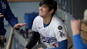 Los Angeles Dodgers designated hitter Shohei Ohtani before a game at Dodger Stadium. 