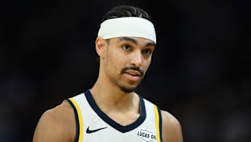 Indiana Pacers guard Andrew Nembhard (2) during a game against the Golden State Warriors.