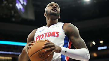 Dec 26, 2024; Sacramento, California, USA; Detroit Pistons forward Paul Reed (7) holds the ball after a call against the Sacramento Kings during the third quarter at Golden 1 Center. Mandatory Credit: Kelley L Cox-Imagn Images