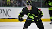 Dallas Stars defenseman Nils Lundkvist in action during the game between the Dallas Stars and the Washington Capitals.