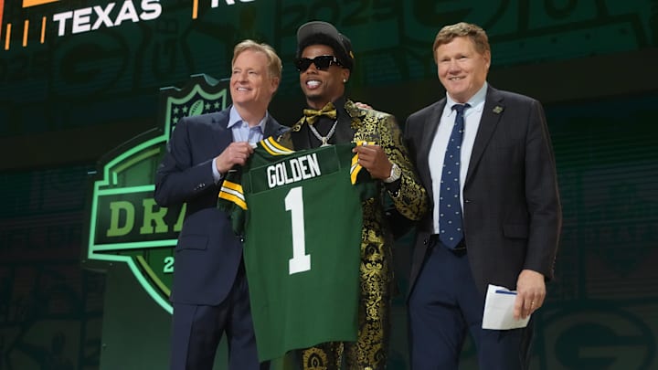 Texas Longhorns wide receiver Matthew Golden after he is selected by the Green Bay Packers as the No. 23 pick in the first round of the 2025 NFL draft. 