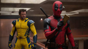 (L-R): Hugh Jackman as Wolverine/Logan and Ryan Reynolds as Deadpool/Wade Wilson in 20th Century Studios/Marvel Studios' DEADPOOL & WOLVERINE. Photo by Jay Maidment. © 2024 20th Century Studios / © and ™ 2024 MARVEL.