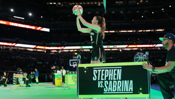 Feb 17, 2024; Indianapolis, IN, USA; New York Liberty guard Sabrina Ionescu (20) shoots the ball
