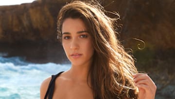 Aly Raisman was photographed by James Macari in Aruba. Swimsuit by Kopper and Zink.