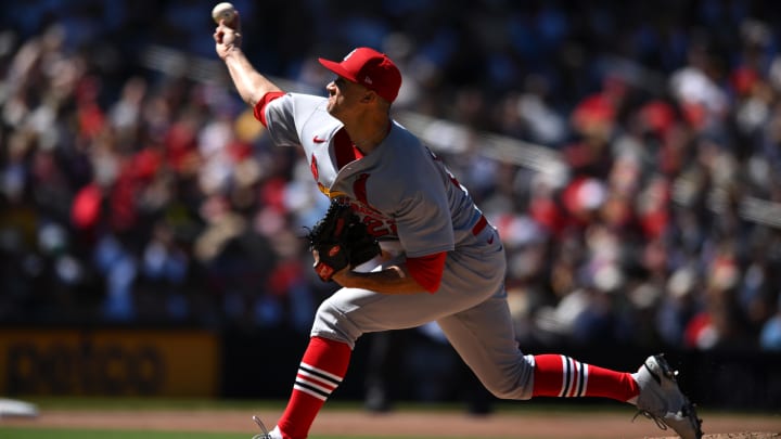 Sep 22, 2022; San Diego, California, USA; St. Louis Cardinals starting pitcher Jack Flaherty (22) throws a pitch against the San Diego Padres during the second inning at Petco Park. Mandatory Credit: Orlando Ramirez-USA TODAY Sports