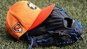 USA; Detail photo of Houston Astros spring training cap. during workouts at spring training. 