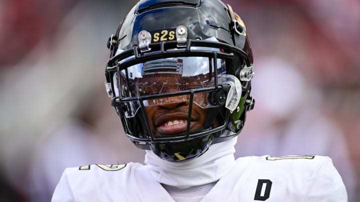 Nov 25, 2023; Salt Lake City, Utah, USA; Colorado Buffaloes athlete Travis Hunter (12) reacts on the field against the Utah Utes at Rice-Eccles Stadium. Mandatory Credit: Christopher Creveling-USA TODAY Sports