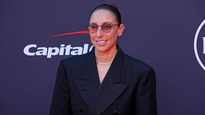 Jul 16, 2025; Los Angeles, CA, USA; Diana Taurasi on the red carpet before the ESPYS at The Dolby Theatre. Mandatory Credit: Kirby Lee-Imagn Images