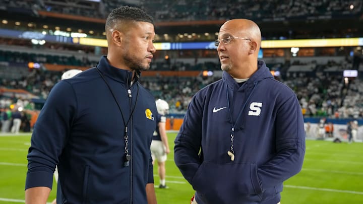 Notre Dame head coach Marcus Freeman and Penn State head coach James Franklin