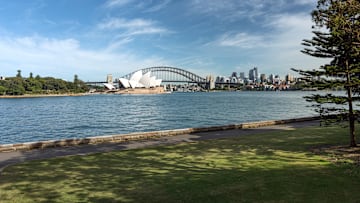 This view of the Sydney Harbour Bridge is from the Royal Botanic Garden in Sydney, Australia.