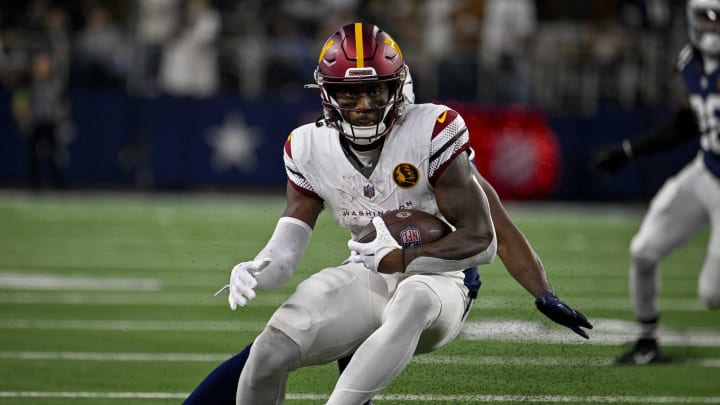 Nov 23, 2023; Arlington, TX; Washington Commanders wide receiver Curtis Samuel (4) in action during the game between the Dallas Cowboys and the Washington Commanders at AT&T Stadium.  