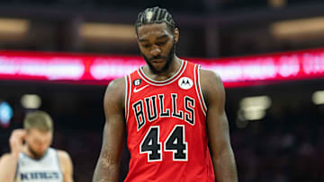 Dec 4, 2022; Sacramento, California, USA;  Chicago Bulls forward Patrick Williams (44) reacts during the second quarter against the Sacramento Kings at Golden 1 Center. Mandatory Credit: Stan Szeto-Imagn Images